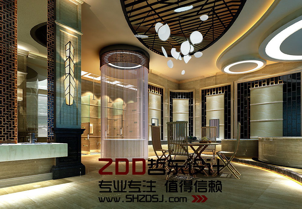 四川綿陽梓江商務(wù)酒店浴池大廳設(shè)計方案效果圖